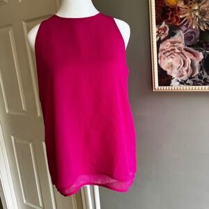 Violet + Claire Women’s Sleeveless Blouse Top Pink Chiffon Lined Career